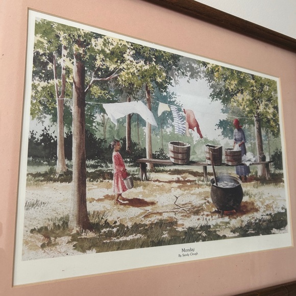 Vintage Art print “Monday” by Sandy Clough. Professionally framed at purchase. - Picture 5 of 6